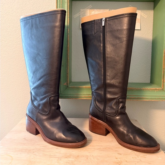 Vince Camuto Vuliann Extra Wide-Calf Boot Size 12 Black Leather Knee-High Boots - Picture 3 of 6